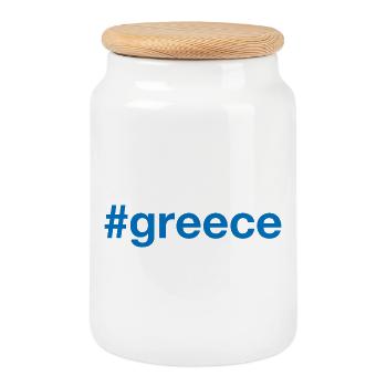 GREECE Hashtag Griechenland - Keksdose mit Holzdeckel - Weiß - Vorne