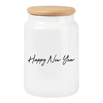 ALLES GUTE ZUM NEUEN JAHR. SILVESTER. NEUJAHR - Keksdose mit Holzdeckel - Weiß - Vorne