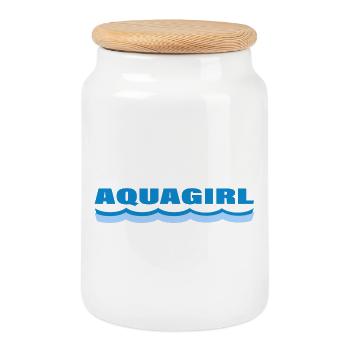 AQUAGIRL - Cookie Jar with Wooden Lid - white - Front