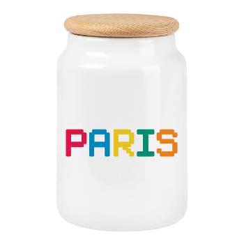 PARIS Pixel - Boîte à biscuits avec couvercle en bois - blanc - Devant