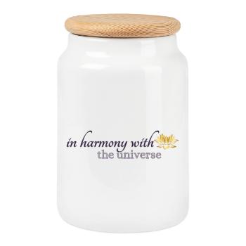 en harmonie avec l’univers - Boîte à biscuits avec couvercle en bois - blanc - Devant