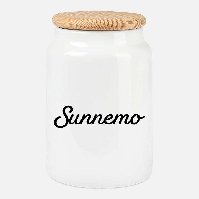 Sunnemo schwarz - Keksdose mit Holzdeckel - Weiß