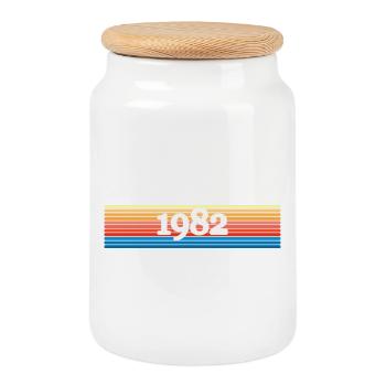 1982 - Keksdose mit Holzdeckel - Weiß - Vorne