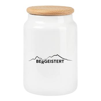 bergeistert Wandern Natur Outdoor Sport - Keksdose mit Holzdeckel - Weiß - Vorne