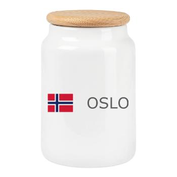 Drapeau de la Norvège - Oslo - Norvège - Norvège - Boîte à biscuits avec couvercle en bois - blanc - Devant