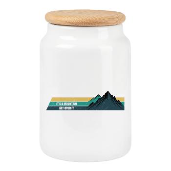 Devise de montagne Rayures rétro - Boîte à biscuits avec couvercle en bois - blanc - Devant