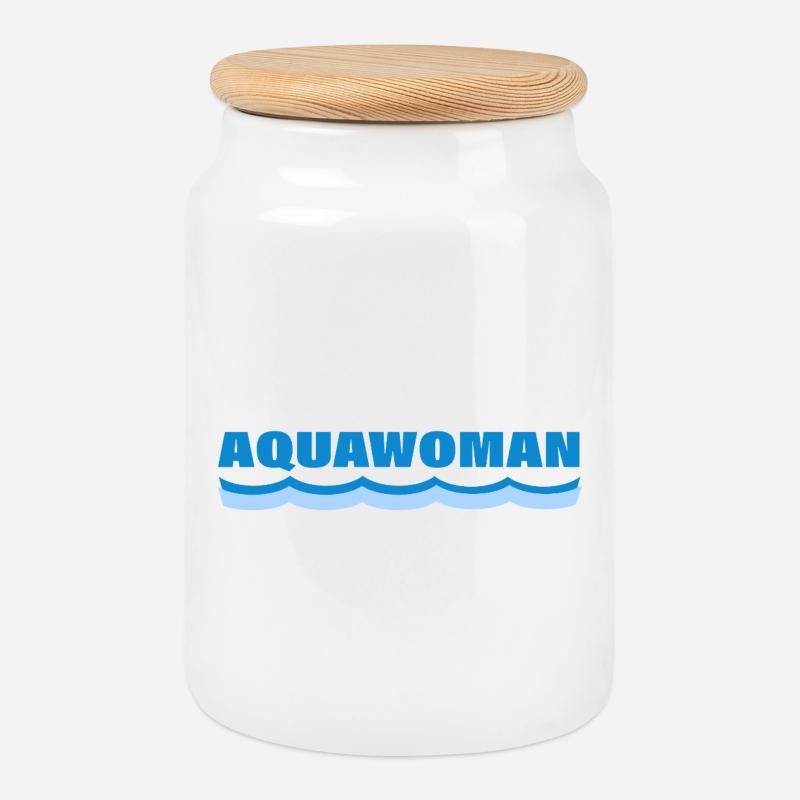 AQUAWOMAN - Keksdose mit Holzdeckel - Weiß