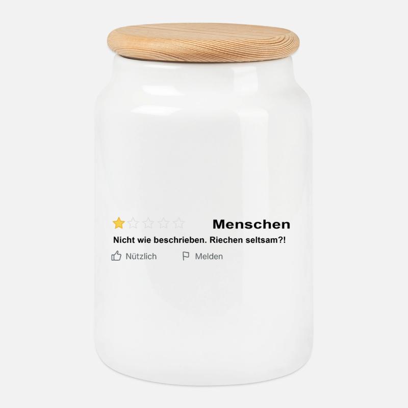 Menschen Bewertung - Riechen seltsam  - Keksdose mit Holzdeckel - Weiß