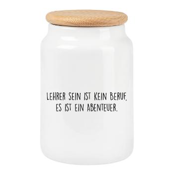 Lehrer sein ist kein Beruf, es ist ein Abenteuer - Keksdose mit Holzdeckel - Weiß - Vorne