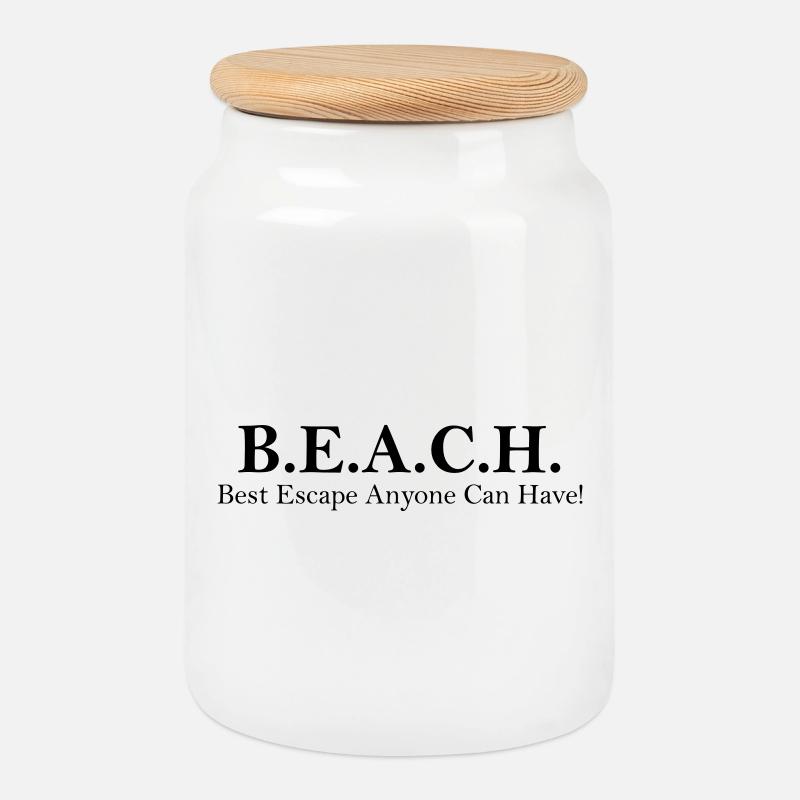 Beach_Escape - Cookie Jar with Wooden Lid - white