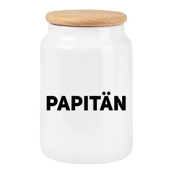 Papitän Lustiges Wortspiel Kapitän Papa Anker - Keksdose mit Holzdeckel - Weiß - Vorne