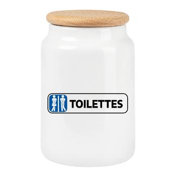 toilet - Cookie Jar with Wooden Lid - white - Front