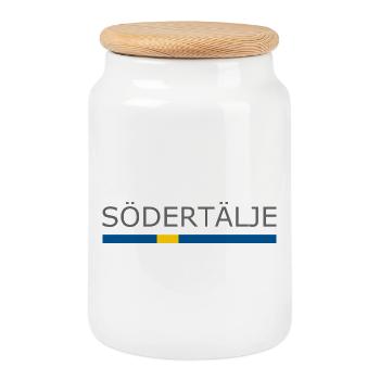 Sweden Flag - Södertälje - Sverige - Schweden - Cookie Jar with Wooden Lid - white - Front