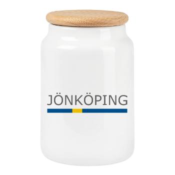 Sweden Flag - Jönköping - Sverige - Schweden - Cookie Jar with Wooden Lid - white - Front