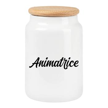 Animatrice Club Activités Loisirs Enfants Pro - Boîte à biscuits avec couvercle en bois - blanc - Devant