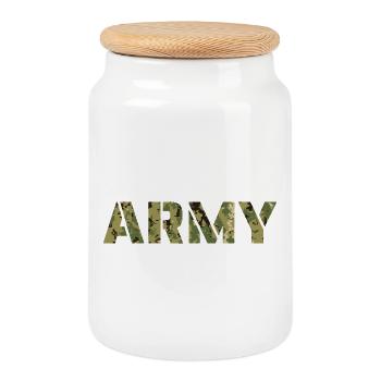 ARMY Digital Cam Tarnmotiv - Keksdose mit Holzdeckel - Weiß - Vorne