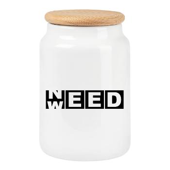 Need Weed – T-shirt Bold Découpé 420 Stoner - Boîte à biscuits avec couvercle en bois - blanc - Devant