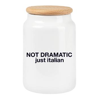 Not dramatic just Italian - Cookie Jar with Wooden Lid - white - Front