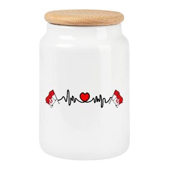 Wien Heartbeat Flags - Cookie Jar with Wooden Lid - white - Front