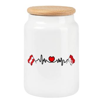 Wien Flags with Heartbeat - Cookie Jar with Wooden Lid - white - Front