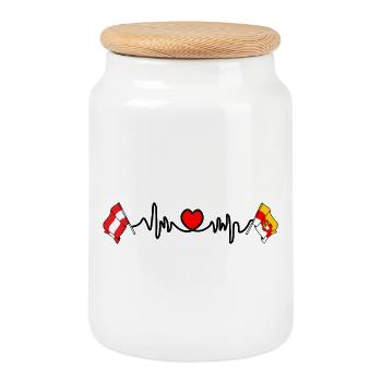 Kärnten Flags Heartbeat - Cookie Jar with Wooden Lid - white - Front