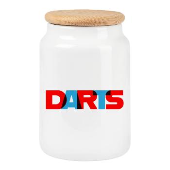 Dart, DARTS_3D_Farben - Boîte à biscuits avec couvercle en bois - blanc - Devant
