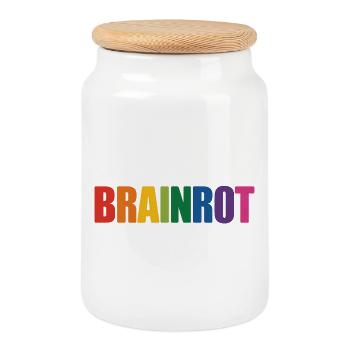 Brainrot - Funny Gen Alpha Slang Memes - Cookie Jar with Wooden Lid - white - Front