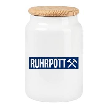 Ruhrpott - Ruhr Pott - Zeche - Zollverein - NRW - Keksdose mit Holzdeckel - Weiß - Vorne