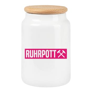 Ruhrpott - Ruhr Pott - Zeche - Zollverein - NRW - Keksdose mit Holzdeckel - Weiß - Vorne