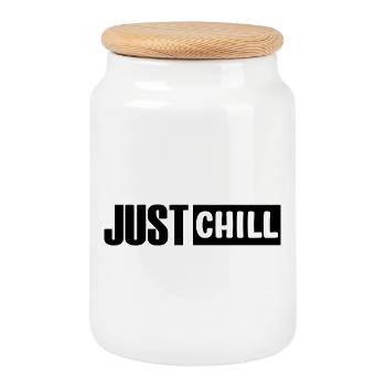 Just Chill Funny Chilling Sayings - Cookie Jar with Wooden Lid - white - Front