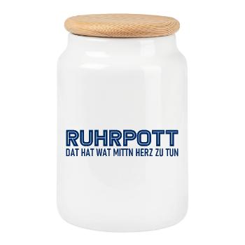 Ruhrpott - Dat hat wat mittn Herz zu tun - Zeche - Keksdose mit Holzdeckel - Weiß - Vorne