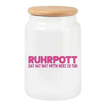 Ruhrpott - Dat hat wat mittn Herz zu tun - Zeche - Keksdose mit Holzdeckel - Weiß - Vorne