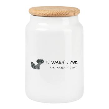 Ce n’était pas moi, peut-être que c’était un raton laveur - Boîte à biscuits avec couvercle en bois - blanc - Devant