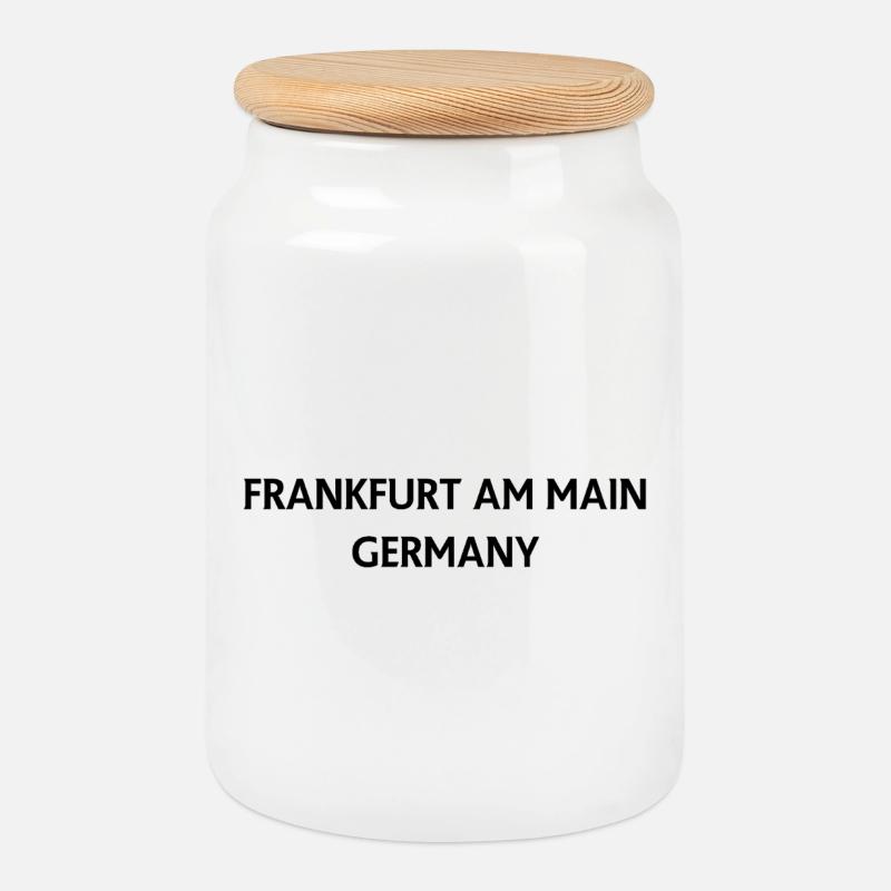 Conception de texte Francfort – Allemagne - Boîte à biscuits avec couvercle en bois - blanc