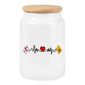 Lancashire & England Heart Rate - Cookie Jar with Wooden Lid - white - Front