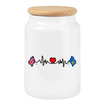 Suffolk & Great Britain Heartbeat - Cookie Jar with Wooden Lid - white - Front