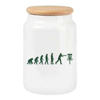 Disc Golf Evolution Drôle de Disc Golfeur Flying Disc - Boîte à biscuits avec couvercle en bois - blanc - Devant