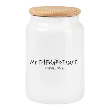 Therapy out: I think I won - Cookie Jar with Wooden Lid - white - Front