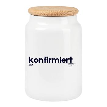 Confirmation 2026 – Chemise moderne Gift I - Boîte à biscuits avec couvercle en bois - blanc - Devant