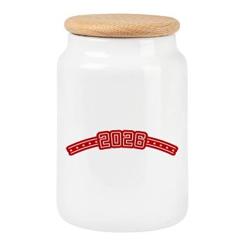 Résumé 2026 - Boîte à biscuits avec couvercle en bois - blanc - Devant