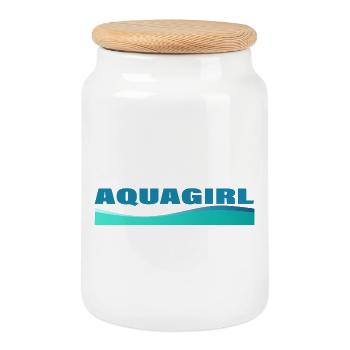 AQUAGIRL - Keksdose mit Holzdeckel - Weiß - Vorne