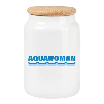AQUAWOMAN - Boîte à biscuits avec couvercle en bois - blanc - Devant