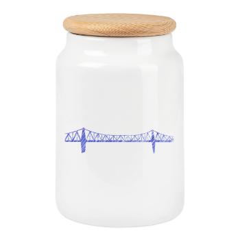Rendsburg High Bridge – Design artistique en gribouillis urbains - Boîte à biscuits avec couvercle en bois - blanc - Devant