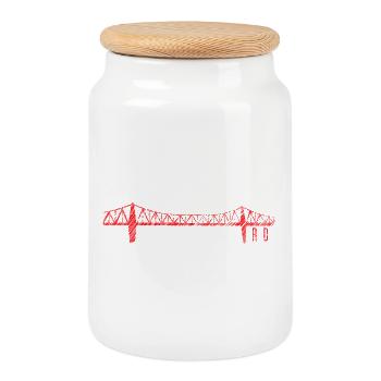 Conception de gribouillis du pont haut de Rendsburg – RD Skylin - Boîte à biscuits avec couvercle en bois - blanc - Devant