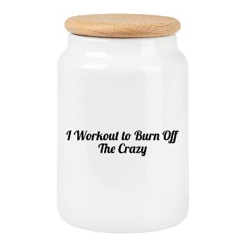 Sport against madness - Funny fitness motif - Cookie Jar with Wooden Lid - white - Front