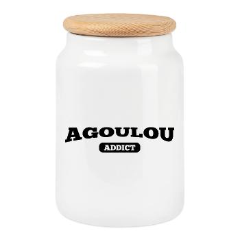T-shirt humour Guadeloupe - Agoulou addict - Boîte à biscuits avec couvercle en bois - blanc - Devant