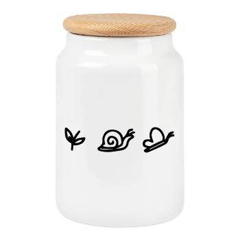 cute - Boîte à biscuits avec couvercle en bois - blanc - Devant