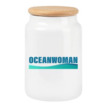 OCEANWOMAN - Boîte à biscuits avec couvercle en bois - blanc - Devant