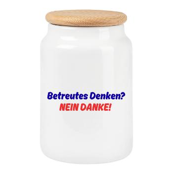 Supervised Thinking No Thanks - Cookie Jar with Wooden Lid - white - Front