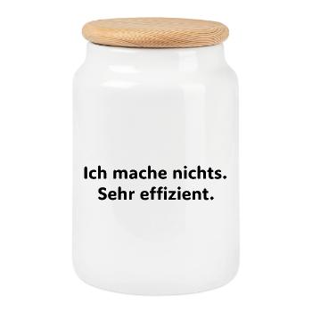 I don't do anything – very efficiently | Fun - Cookie Jar with Wooden Lid - white - Front